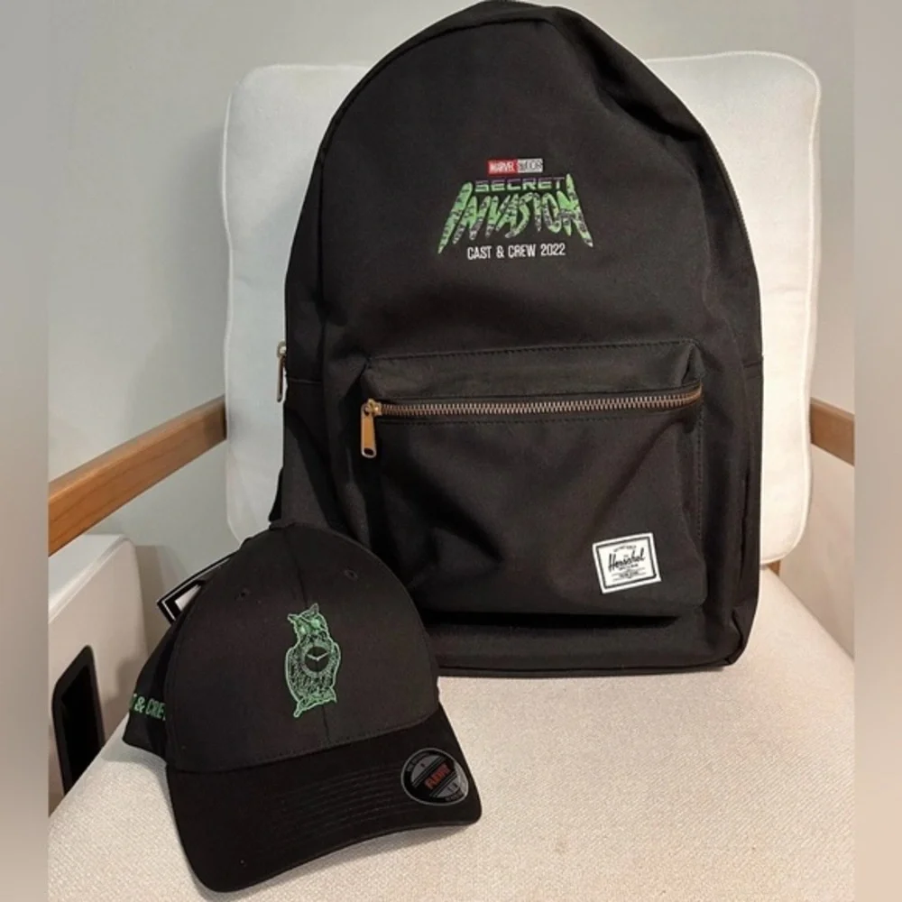 Secret Invasion Marvel Studios Cast & Crew Herschel Backpack And Hat RARE